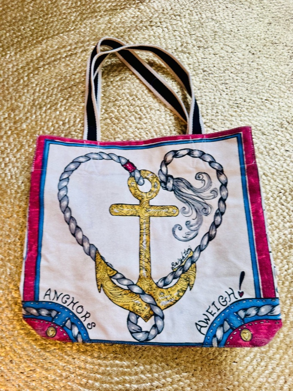 Brighton Seas the Day Graphic Tote — White, Red, Blue - Picture 3 of 4